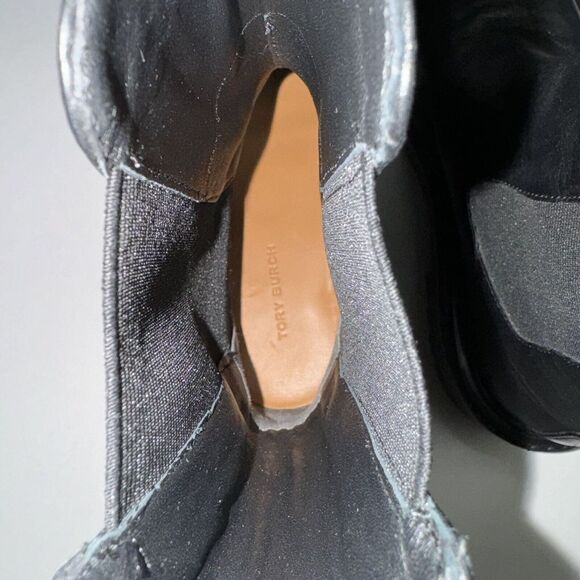 Tory Burch Benton Black Boots Leather Bootie Chelsea Designer Women's Size 5 - Picture 7 of 8